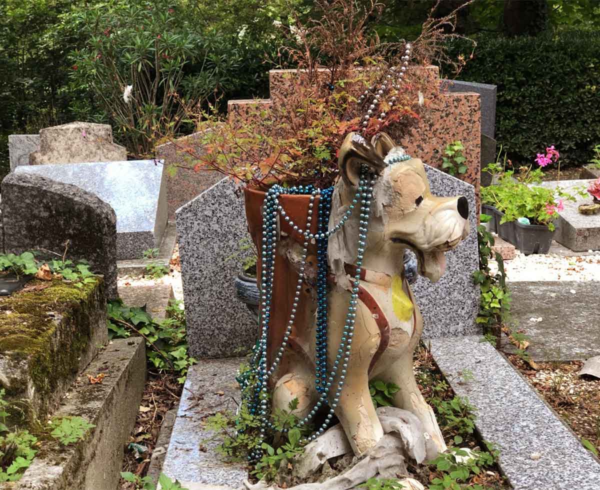 Tumba en un cementerio de perros, Francia
