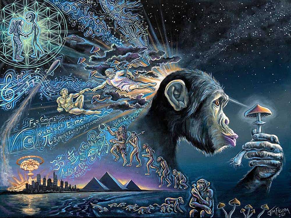 the stoned ape theory; ilustación de jim figora