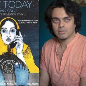 Cartel de Not today e imagen de su director Aditya Kripalani