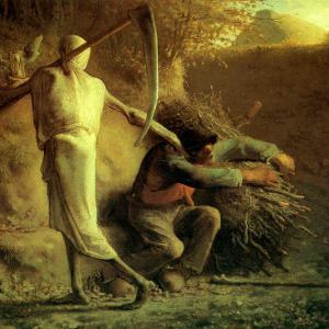 La Mort et le Bucheron (1859)  pintado por Jean-François Millet 
